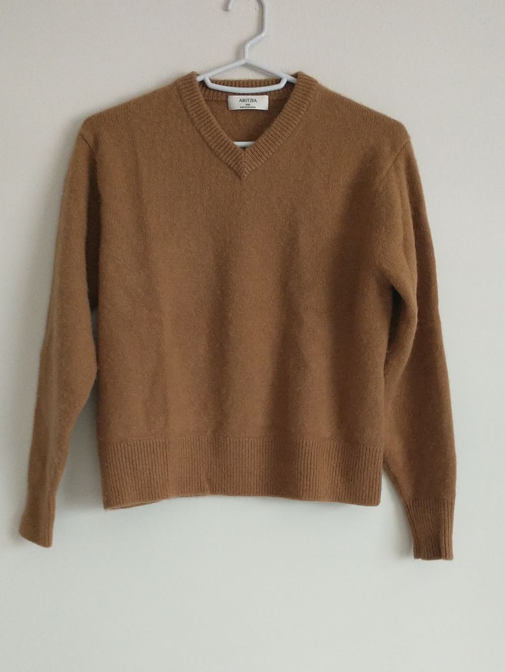 Aritzia Sweater Womens 2XS/S Brown 100% Cashmere V Neck Oversized